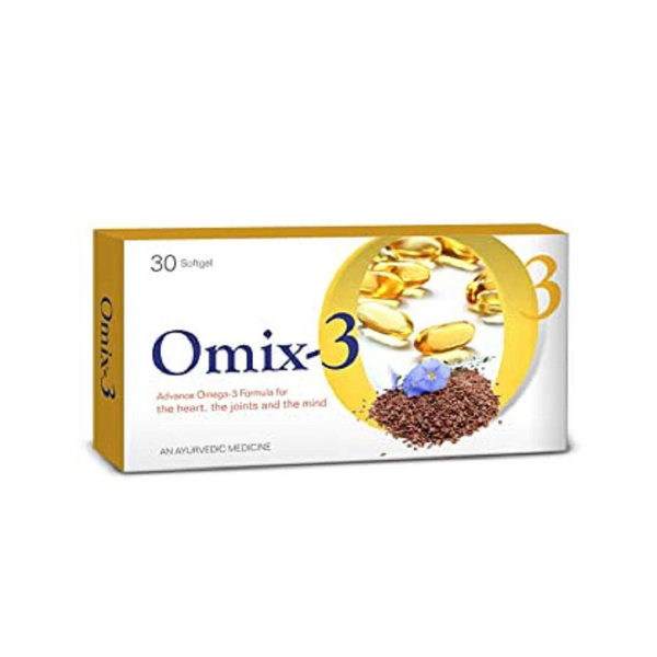 Omix-3 Flaxseed Oil for Skin Fatty Acid (1000 mg) Softgels Capsules (30 Capsules)